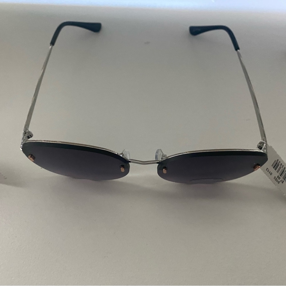 Silver Rimless Smokey Lens Sunglasses - Picture 3 of 4